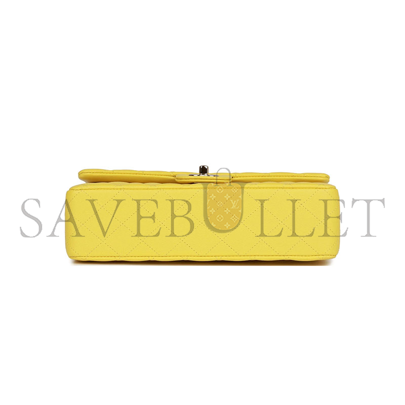 Ch*el master caviar medium classic double flap bag yellow light gold hardware a01112 (25*15*7cm)